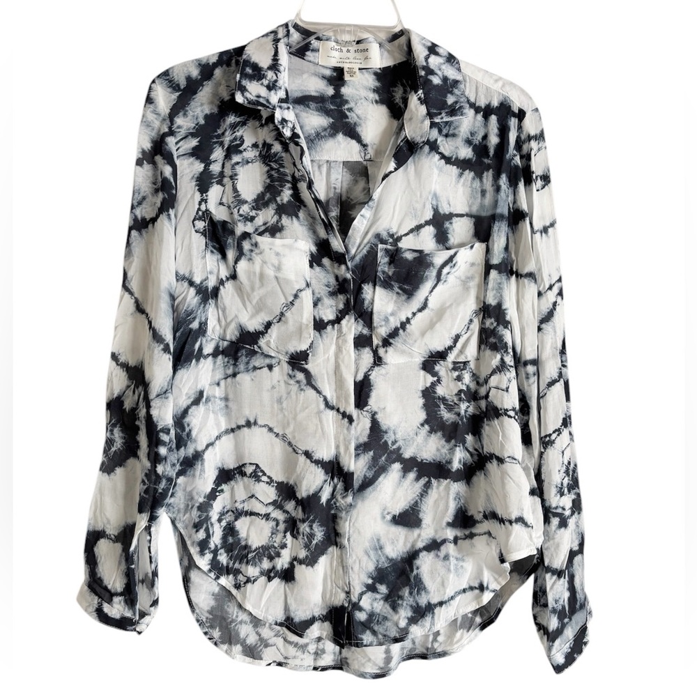 Cloth & Stone Anthropologie Tie-Dye Buttondown Rayon Size XS